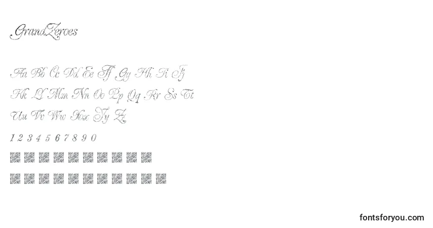 Шрифт GrandZeroes – алфавит, цифры, специальные символы