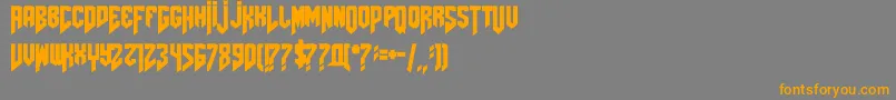 Amazdoomleft-Schriftart – Orangefarbene Schriften auf grauem Hintergrund