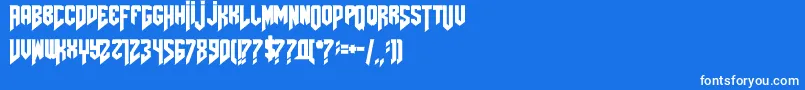Amazdoomleft-Schriftart – Weiße Schriften auf blauem Hintergrund