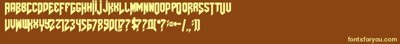 Amazdoomleft-fontti – keltaiset fontit ruskealla taustalla