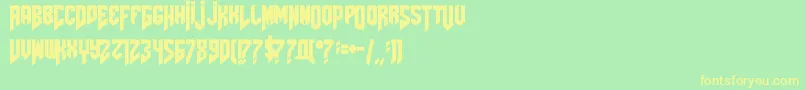 Amazdoomleft-Schriftart – Gelbe Schriften auf grünem Hintergrund