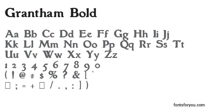 A fonte Grantham Bold – alfabeto, números, caracteres especiais