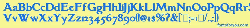 フォントGrantham Bold – 青い文字が黄色の背景にあります。