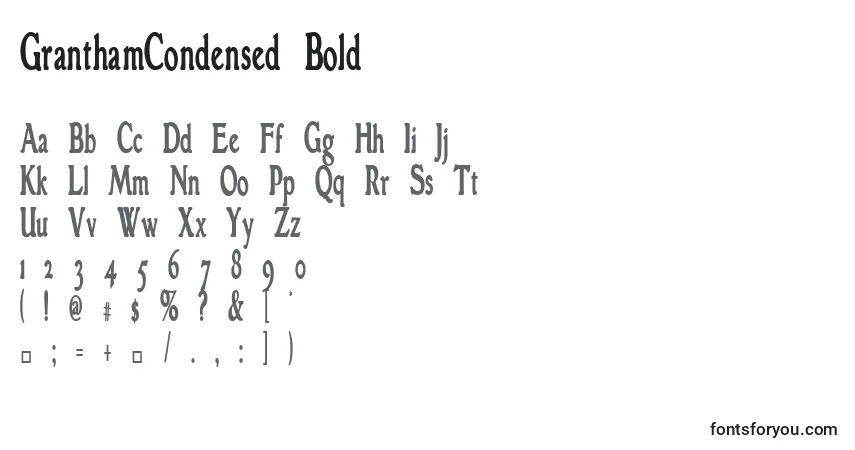 A fonte GranthamCondensed Bold – alfabeto, números, caracteres especiais