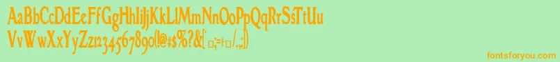 GranthamCondensed Bold-fontti – oranssit fontit vihreällä taustalla