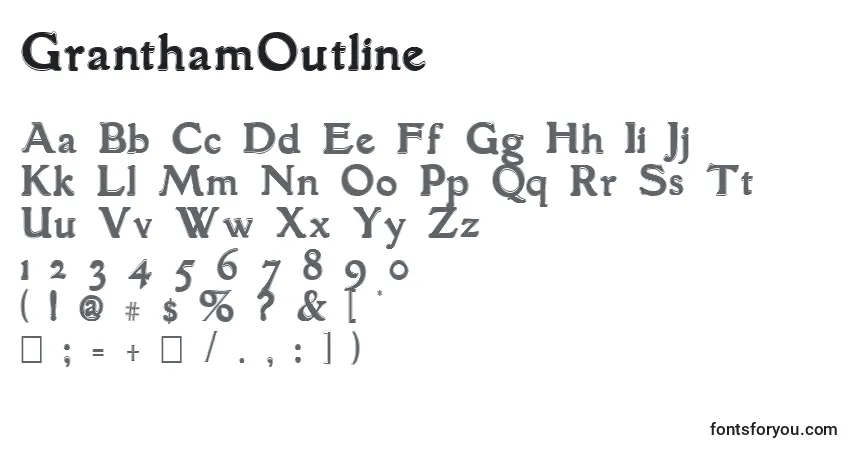 Шрифт GranthamOutline (128407) – алфавит, цифры, специальные символы