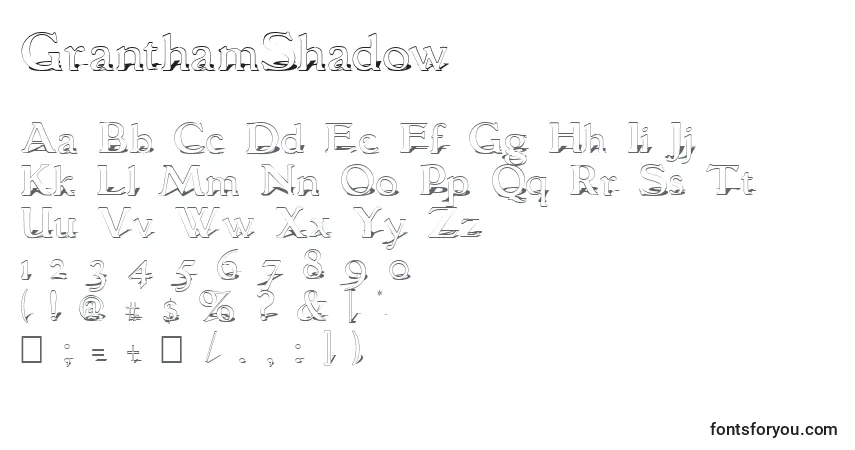 Шрифт GranthamShadow (128408) – алфавит, цифры, специальные символы