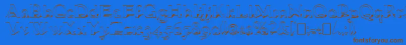 GranthamShadow-Schriftart – Braune Schriften auf blauem Hintergrund