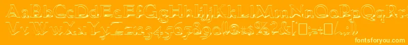 GranthamShadow-Schriftart – Gelbe Schriften auf orangefarbenem Hintergrund