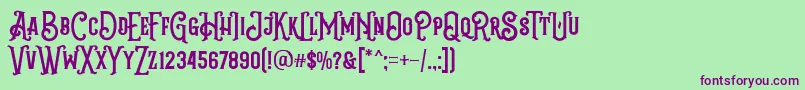 Шрифт Grantmouth Vol 2 FREE DEMO – фиолетовые шрифты на зелёном фоне