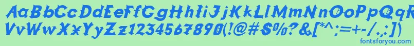 Czcionka GRAPPA   – niebieskie czcionki na zielonym tle