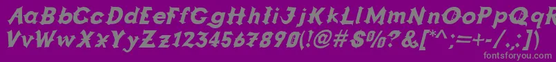 GRAPPA  -fontti – harmaat kirjasimet violetilla taustalla