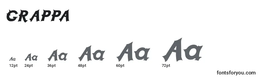 Größen der Schriftart GRAPPA   (128415)
