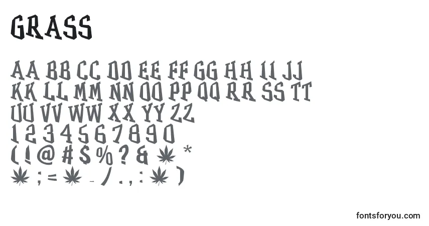 Schriftart GRASS – Alphabet, Zahlen, spezielle Symbole