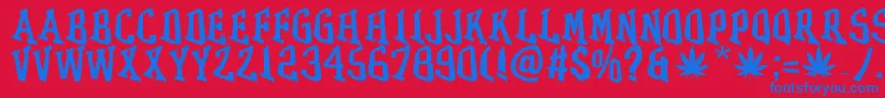 GRASS Font – Blue Fonts on Red Background