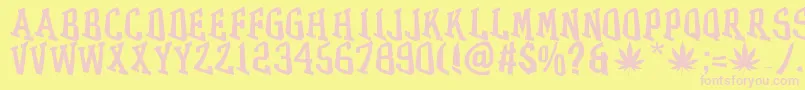 GRASS Font – Pink Fonts on Yellow Background