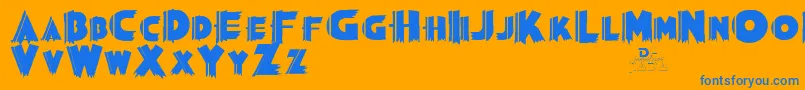 Grauman Font – Blue Fonts on Orange Background
