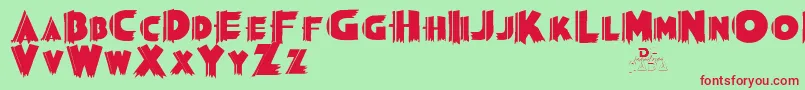 Grauman Font – Red Fonts on Green Background