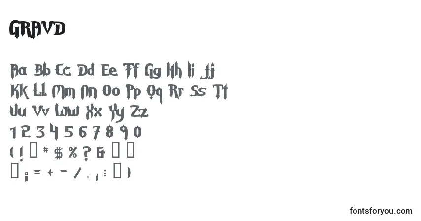 Czcionka GRAVD    (128419) – alfabet, cyfry, specjalne znaki