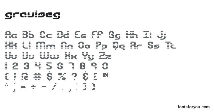 Schriftart Graviseg (128420) – Alphabet, Zahlen, spezielle Symbole