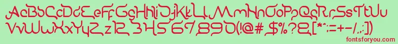 Gravitation Relationships Font – Red Fonts on Green Background