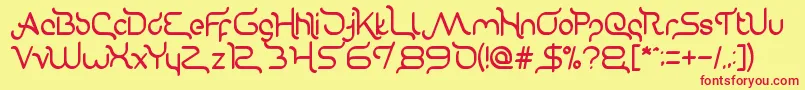 Gravitation Relationships Font – Red Fonts on Yellow Background