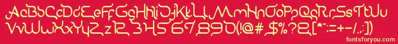 Gravitation Relationships Font – Yellow Fonts on Red Background