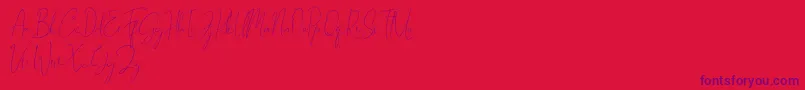 Gravity Handwritten-Schriftart – Violette Schriften auf rotem Hintergrund