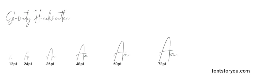 Gravity Handwritten Font Sizes