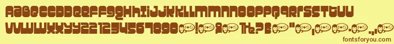 Weitere Informationen zur Gravity-Schriftart Gravity-Schriftart – Braune Schriften auf gelbem Hintergrund