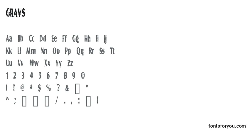 Schriftart GRAVS    (128425) – Alphabet, Zahlen, spezielle Symbole