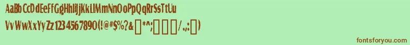 フォントGRAVS    – 緑の背景に茶色のフォント