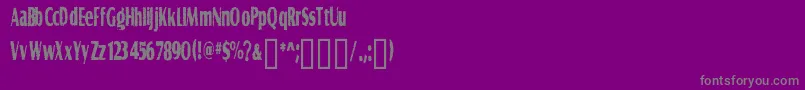 GRAVS   -fontti – harmaat kirjasimet violetilla taustalla