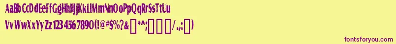 フォントGRAVS    – 紫色のフォント、黄色の背景