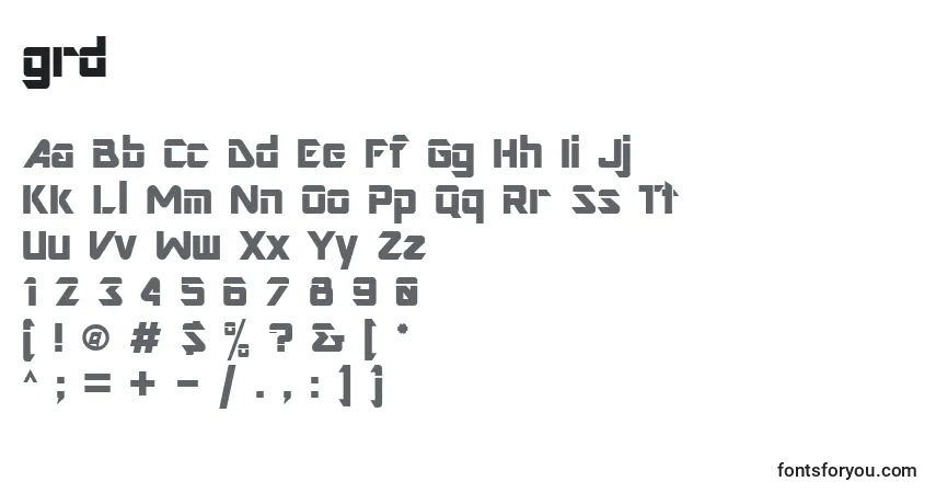 A fonte Grd      (128428) – alfabeto, números, caracteres especiais