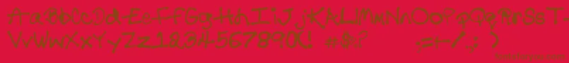 Disabuser-Schriftart – Braune Schriften auf rotem Hintergrund