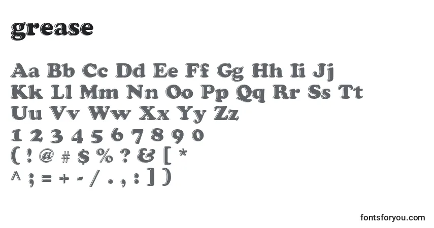 Шрифт Grease   (128431) – алфавит, цифры, специальные символы