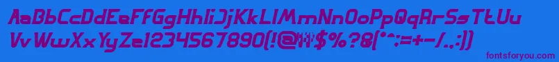 GREAT ADVENTURE Bold Italic-Schriftart – Violette Schriften auf blauem Hintergrund