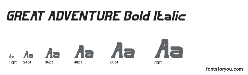 Größen der Schriftart GREAT ADVENTURE Bold Italic