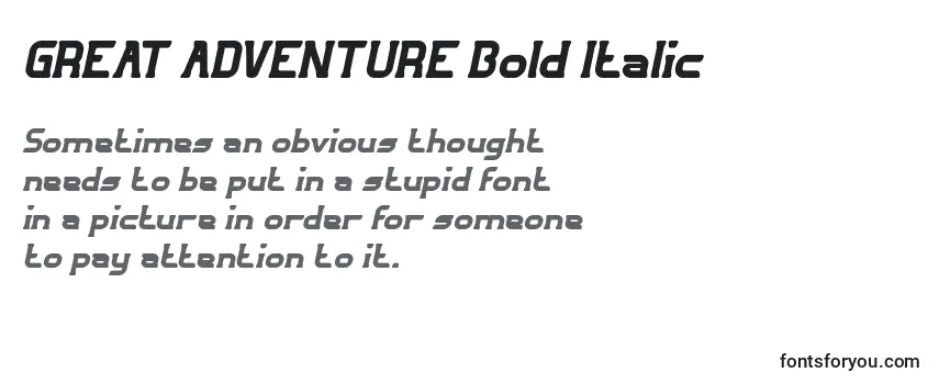 Schriftart GREAT ADVENTURE Bold Italic