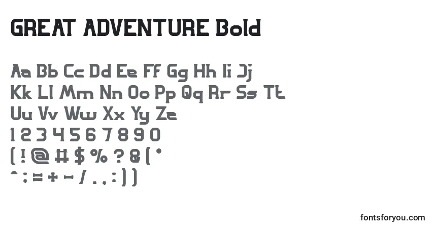 GREAT ADVENTURE Bold-fontti – aakkoset, numerot, erikoismerkit