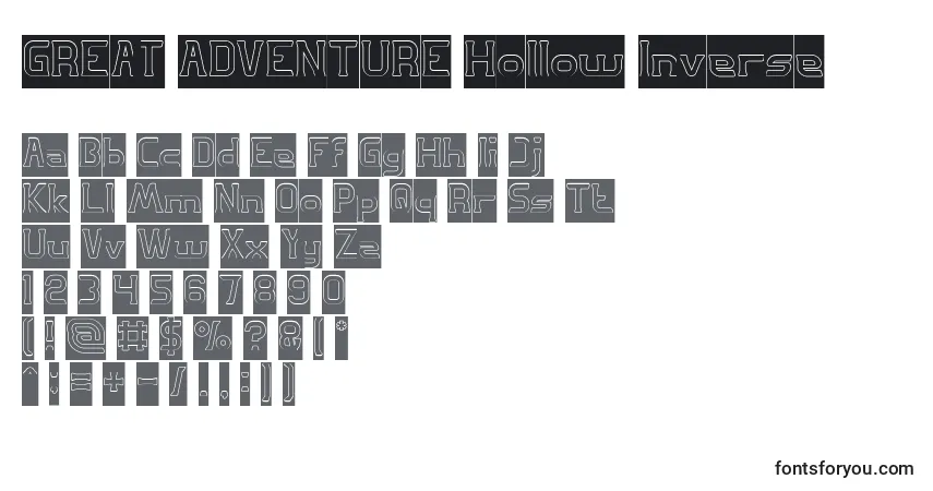 Schriftart GREAT ADVENTURE Hollow Inverse – Alphabet, Zahlen, spezielle Symbole