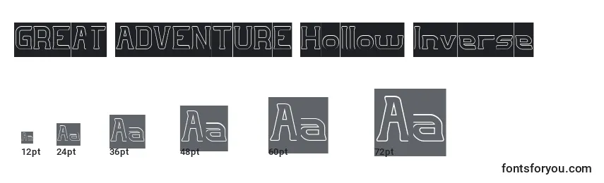 GREAT ADVENTURE Hollow Inverse Font Sizes
