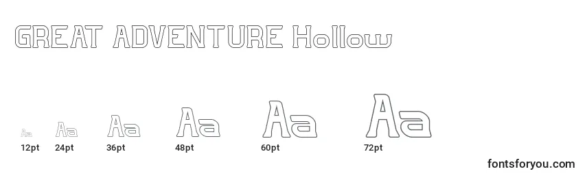 GREAT ADVENTURE Hollow Font Sizes