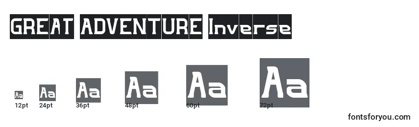 GREAT ADVENTURE Inverse Font Sizes