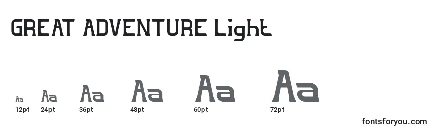 Размеры шрифта GREAT ADVENTURE Light