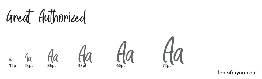 Größen der Schriftart Great Authorized