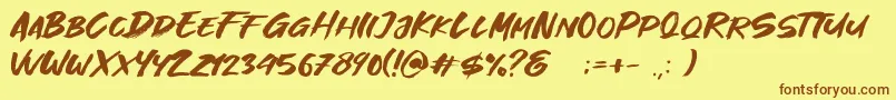 Шрифт Great Fighter Demo – коричневые шрифты на жёлтом фоне