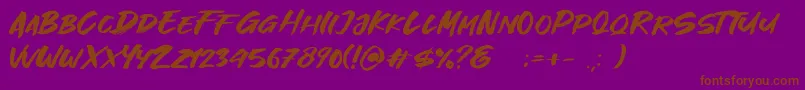 Great Fighter Demo-Schriftart – Braune Schriften auf violettem Hintergrund