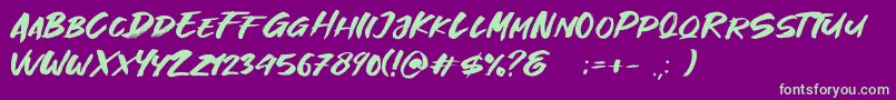 Great Fighter Demo Font – Green Fonts on Purple Background